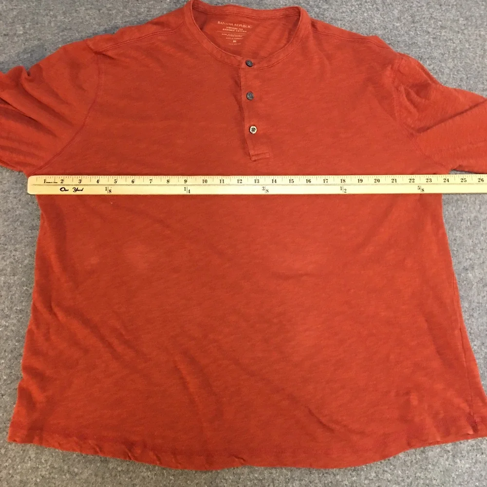 Banana Republic Henley Shirt Mens XL Burnt Orange Organic Cotton Long Sleeve